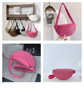 Détails des sacs banane en cuir PU tressé en plusieurs couleurs avec sangle réglable