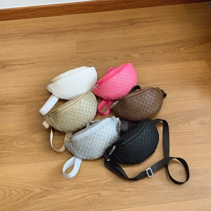 Sac Banane Enfant Cuir PU Texture Tissée Mode Couleur Bonbon Sangle Réglable Sac De Poitrine Pour Garçons Filles