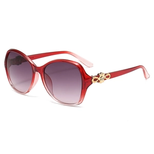 Women Large Frame Sunglasses PC AC UV400 Gradient Lens Metal Flower Decor Retro Trendy Eyewear