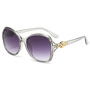 Fashion oversized aviator sunglasses with smoky grey frames and purple gradient lenses