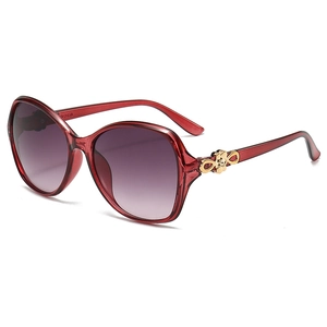Trend ladies oversized aviator sunglasses with wine red frames and gradient purple lenses