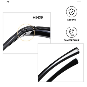 Detail view of durable metal hinges and ergonomic temples on black cyberpunk sunglasses