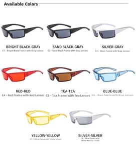 Selection of futuristic cyberpunk sports sunglasses in eight various vibrant frame colors