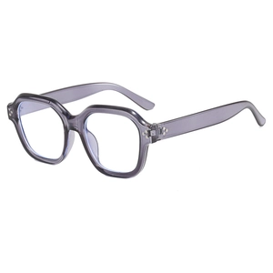 Stylish grey-purple polygon oversized anti-blue light glasses with metal rivets