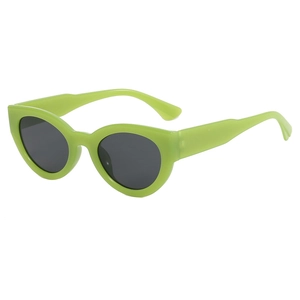 Lunettes de soleil rétro œil-de-chat avec monture vert citron et verres gris foncé
