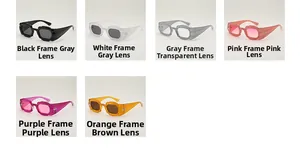 Vue détaillée des lunettes de soleil ondulées en cadres noirs, blancs, roses et violets