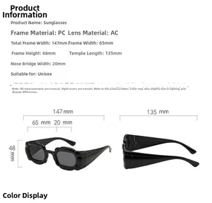 Tableau des tailles détaillé pour lunettes de soleil fleurs avec dimensions précises