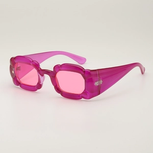 Lunettes De Soleil À Bords Ondulés PC Monture Épaisse Protection UV400 Pour Femmes Hommes Rétro Y2K Style De Rue Mode