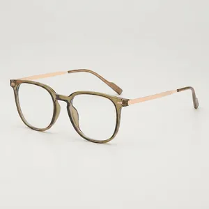 Lunettes anti-lumière bleue marron thé avec branches en métal or rose et verres UV400