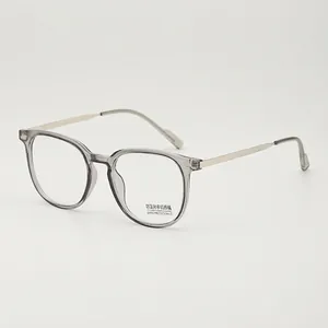 Lunettes anti-lumière bleue gris transparent avec branches fines en métal doré