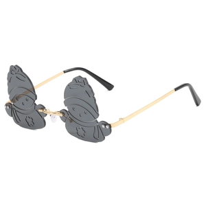 Cartoon My Melody style sunglasses with gold metal temples and dark grey lenses