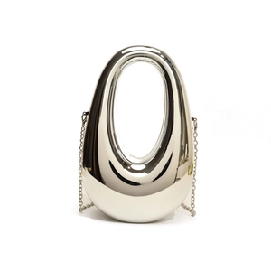 Silver mirror acrylic hard shell box bag with hollow handle and chain strap