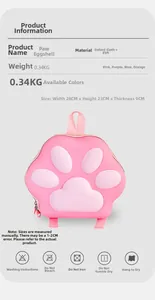 Detail of pink cat paw 3D EVA shell backpack showing its unique embossed design