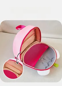 Detailed view of the kids backpack interior showing mesh pockets and padded compartments