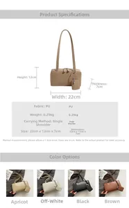 Detailed size specifications for the minimalist PU leather shoulder bag in four colors