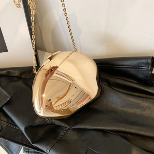 Pochette rigida in acrilico a specchio dorato irregolare con elegante tracolla a catena