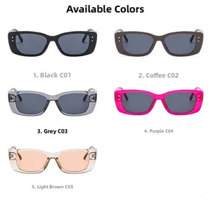 Occhiali da sole rettangolari stretti in cinque colori assortiti tra cui nero e caffè