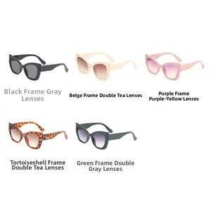 Detailed assortment of cat eye sunglasses in various colors and gradient lenses