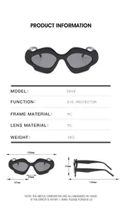 Spécifications détaillées et dimensions de la monture PC pour lunettes de soleil 5609