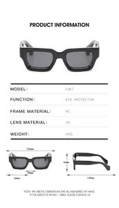 Guide des tailles détaillé pour lunettes de soleil en PC avec largeur de 144mm et infos