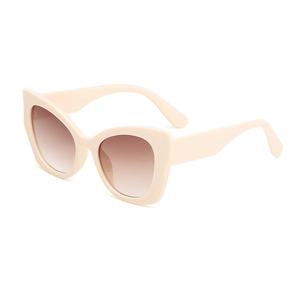 Elegant cream cat-eye sunglasses for women with brown gradient lenses and wide temples