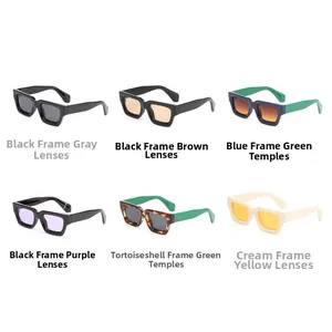 Six lunettes de soleil rétro carrées de couleurs assorties sur un fond blanc pur