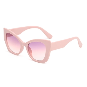 Elegant cat-eye sunglasses for women with pink frames and purple gradient lenses