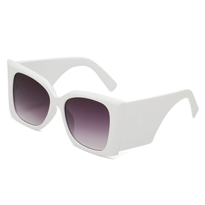 Oversized white thick frame sunglasses with purple gradient lenses for men and women