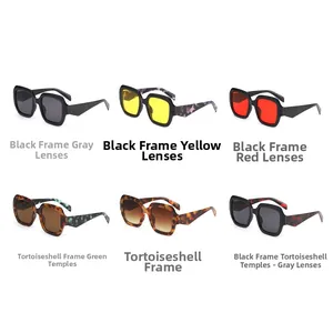 Matrix view of vintage square sunglasses in black and tortoiseshell frames with colored lenses