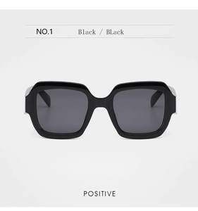 Front view of stylish black oversized sunglasses with premium glossy acetate frames