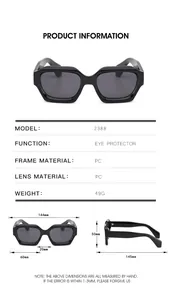 Spécifications de taille pour lunettes de soleil carrées avec mesures de la monture
