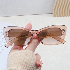 Stylish cat-eye sunglasses with translucent brown frames and gradient lenses for women