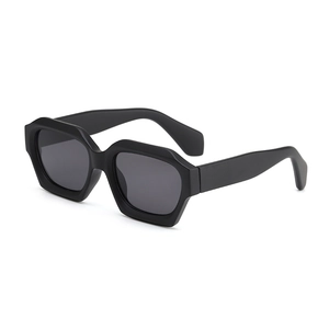 Lunettes de soleil rétro hip-hop avec monture géométrique noire épaisse et finition mate