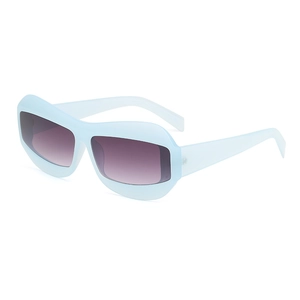 Chic oversized light blue sunglasses with purple gradient lenses and bold matte frame