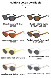 Matrix view of vintage oval sunglasses in eight colors with stylish rivet detail