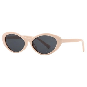 Women's cat eye sunglasses with beige pink frame and grey lenses for outdoor style