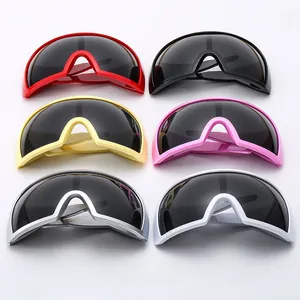 Multiple color options for oversized wrap-around sunglasses with large curved lenses