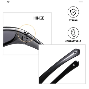 Detail view of strong hinges and comfortable temples for outdoor sport sunglasses