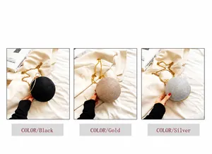 Detailed view of spherical rhinestone evening bags in black, gold and silver options