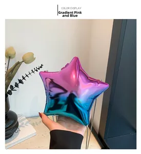 Detailed close-up of a star-shaped acrylic evening bag with a pink and blue gradient