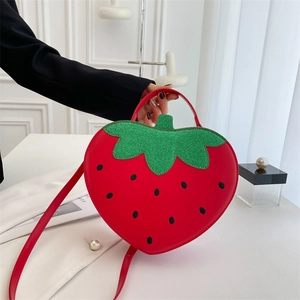 Fashion Strawberry Shaped Crossbody Bag For Women Girls Cute PU Leather Shoulder Bag With Handle And Removable Strap