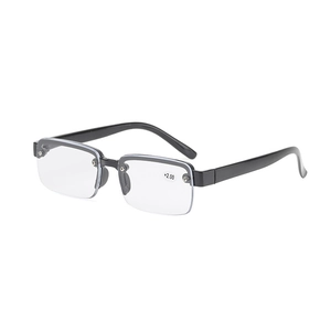 Klassische schwarze Halbrand-Lesebrille mit +2,00 HD-Gläsern auf weißem Hintergrund