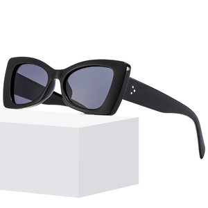 Retro Cat Eye Sunglasses UV400 Protection PC Frame AC Lens Fashion Rectangle Eyewear With Rivet Details