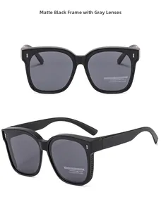 Close-up of matte black polarized sunglasses with HD lenses and anti-reflective coating