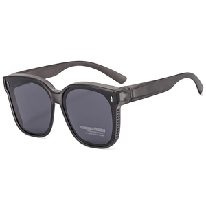 Polarized square oversized sunglasses in frosted grey frame with high definition lenses