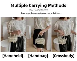 Sac à perles avec nœud en satin, porté épaule, croisé ou main, idéal pour un look élégant