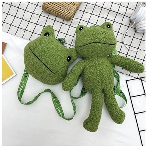 Sac À Dos Et Sac À Bandoulière En Peluche Grenouille Pour Enfants Filles Polaire Sherpa Animal Dessin Animé Vert