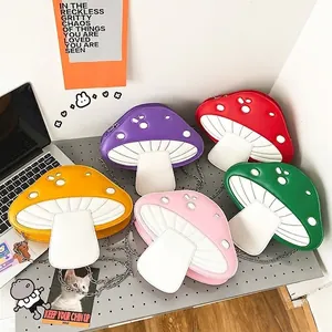 Novelty Mushroom Shaped Crossbody Bag PU Leather Color Block Design Metal Chain Shoulder Purse For Women Girls Cute