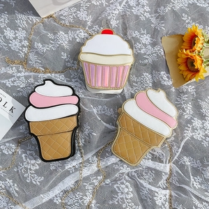 Cute Food Shaped Crossbody Bag PU Leather Novelty Ice Cream Cupcake Burger Chain Shoulder Handbag For Women Girls