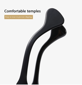 Detail view of comfortable anti-slip black matte sunglass temples with ergonomic curve